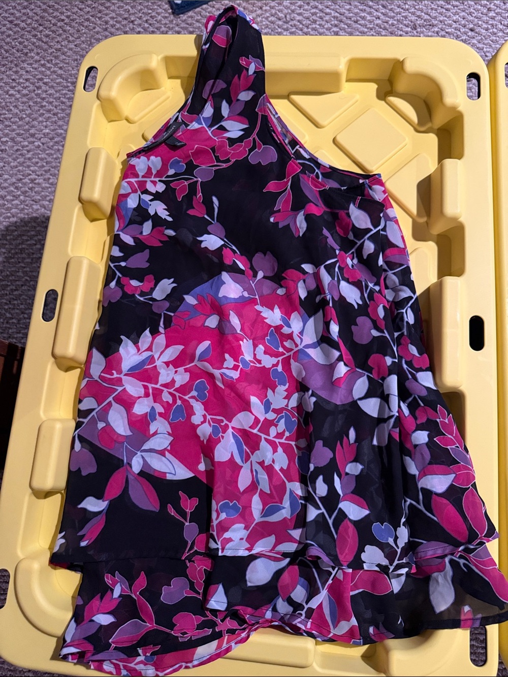 Lane Bryant Black Floral Camisole with Pink and White Leaves